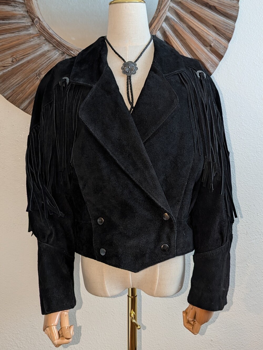 VINTAGE 90's G4000 Genuine Leather Suede Fringe Moto/Western Women's Jacket
